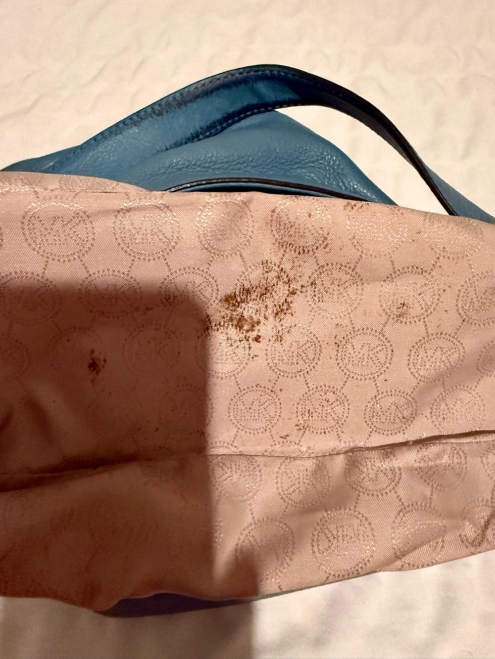 Michael Kors Nolita Bedford Blue Leather Large Hobo Handbag - Picture 9 of 10